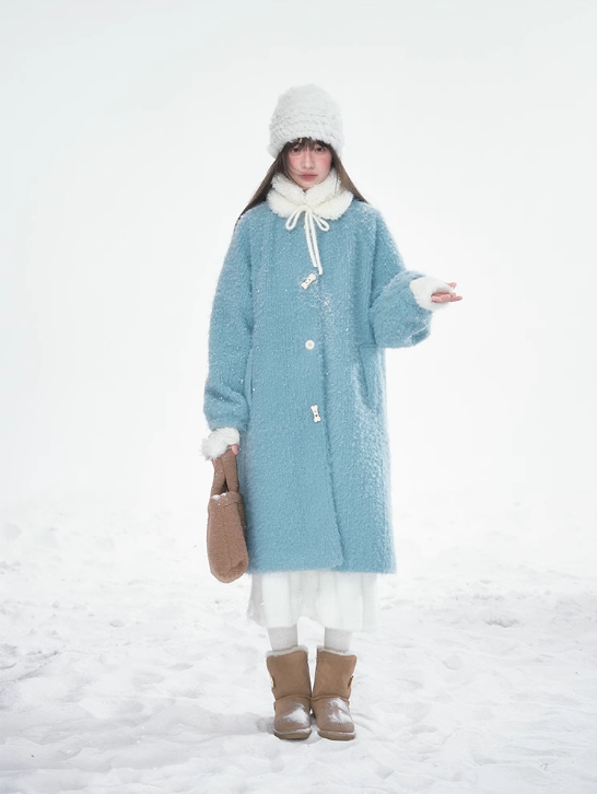 Frosted Blue Contrast-Fur Quilted Wool Coat BH2024456