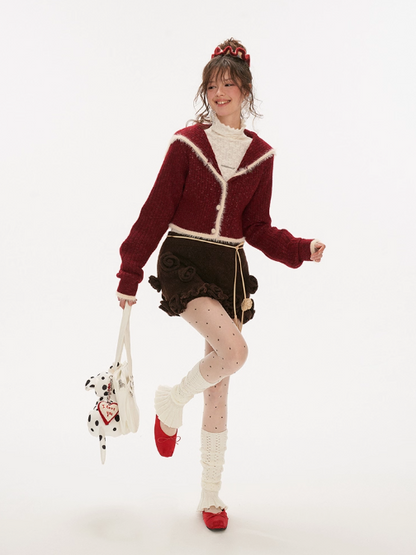 MAMC - Contrast Knit Sailor Collar Cardigan