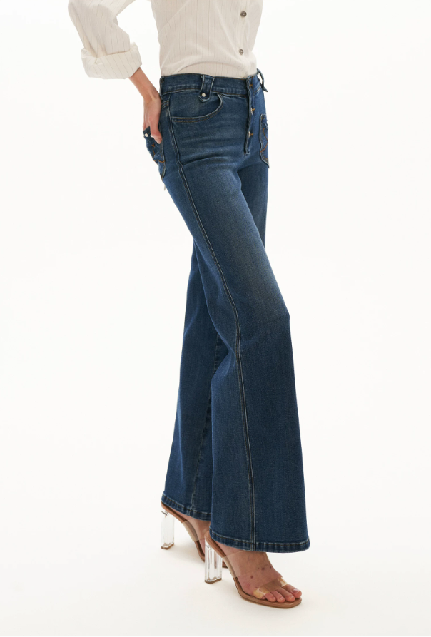 Vintage Blue Wide-Leg Denim Jeans