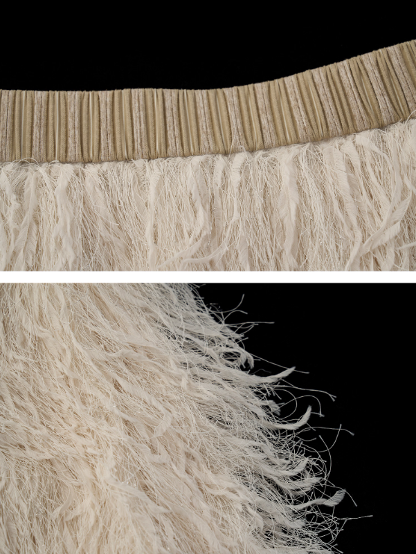 MAMC - Beige 3D Feathered Midi Skirt WE851