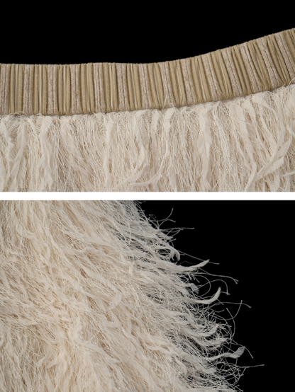 MAMC - Beige 3D Feathered Midi Skirt WE851