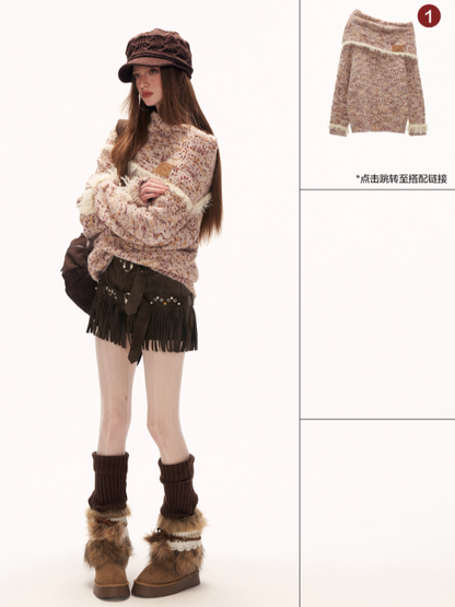 MAMC - American Retro Brown Suede Fringe Shorts WE859