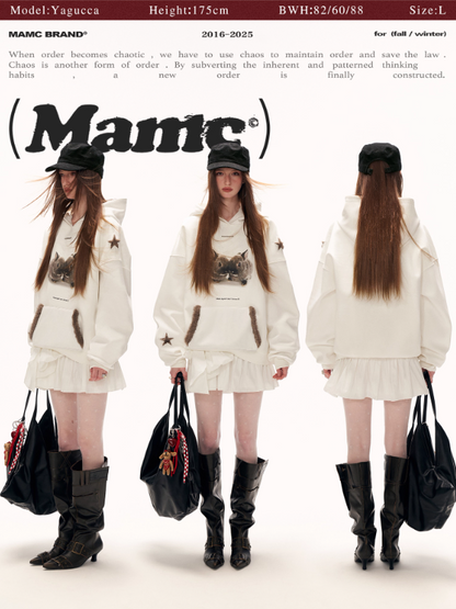 MAMC - Star Bunny Oversized Hoodie – White WE857