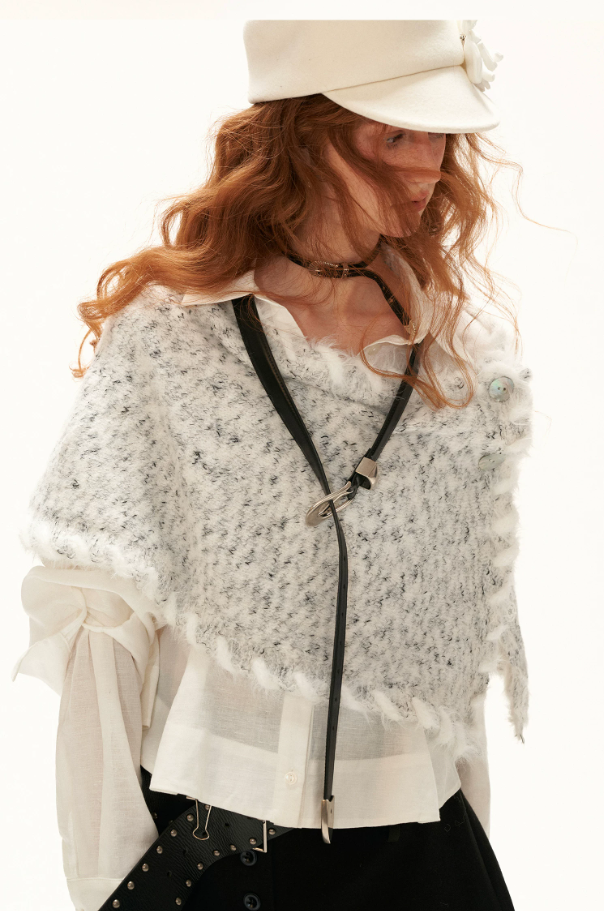 MAMC - White Linen Cotton Ruffle Hem Shirt with Layered Sleeves
