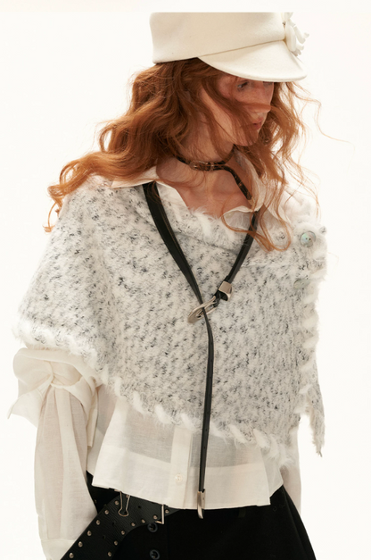 MAMC - White Linen Cotton Ruffle Hem Shirt with Layered Sleeves