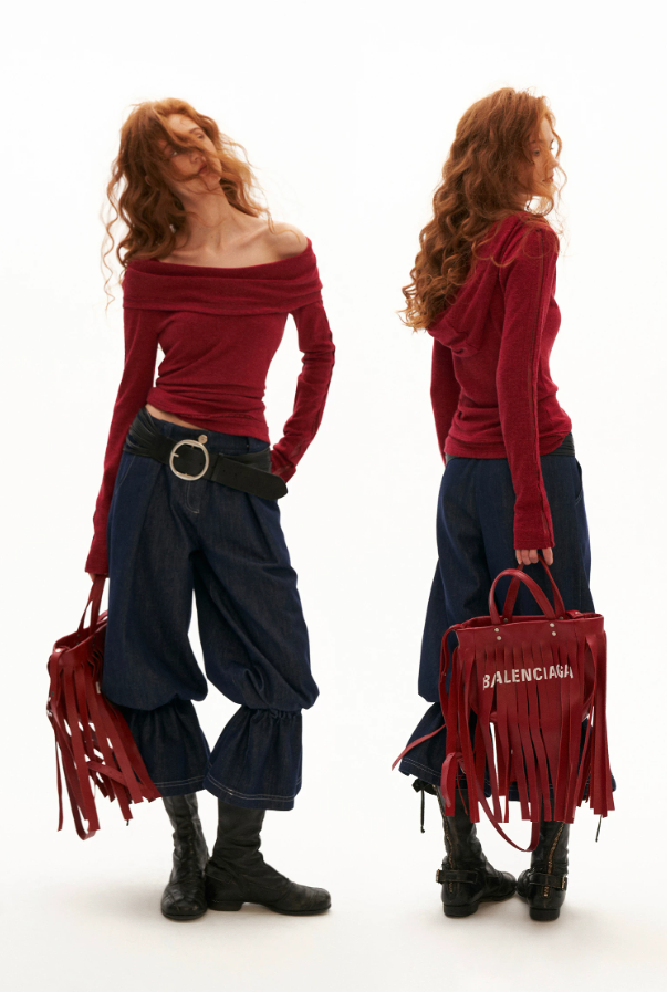 MAMC - Femme Edge Off-Shoulder Long-Sleeve Top (Red / Black)