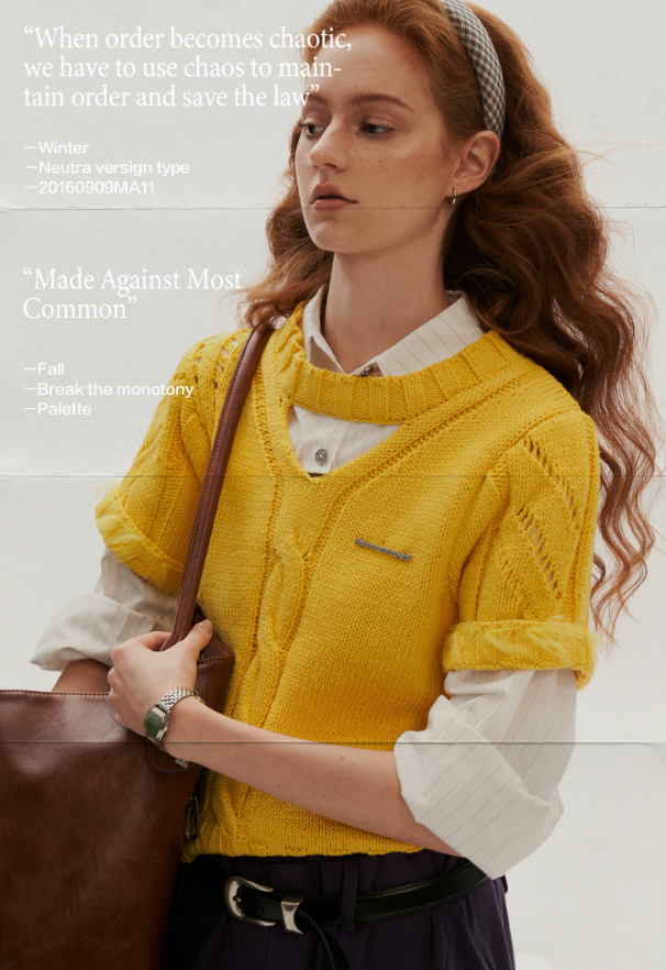 MAMC - Sunny Muse Short-Sleeve Knit Top (Yellow / White)