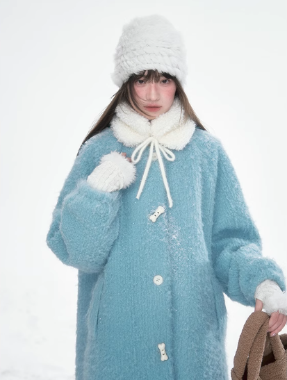 Frosted Blue Contrast-Fur Quilted Wool Coat BH2024456