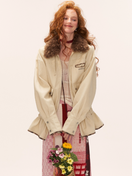 MAMC - Off-White Detachable Fur Collar Utility Jacket WE855