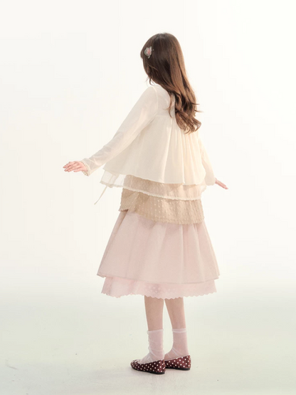 Lace Trim A-Line Elastic Waist Midi Skirt WW2026098