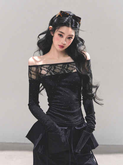 "空白的余温" Winter Poise Knit Polo Top - Black