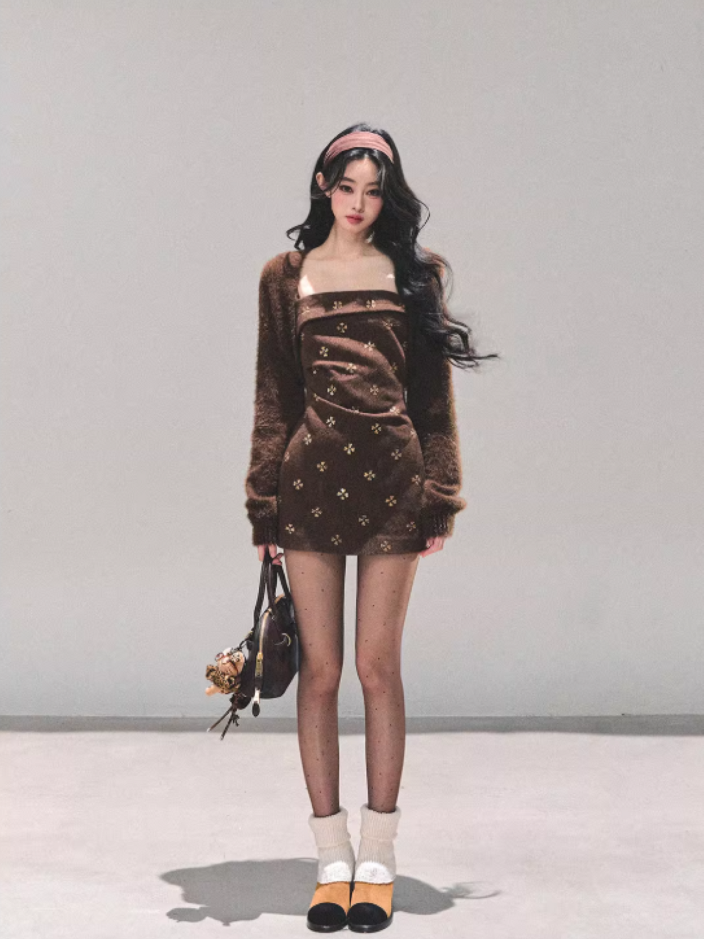 "海棠花未眠" Autumn Glow Spaghetti Strap Dress