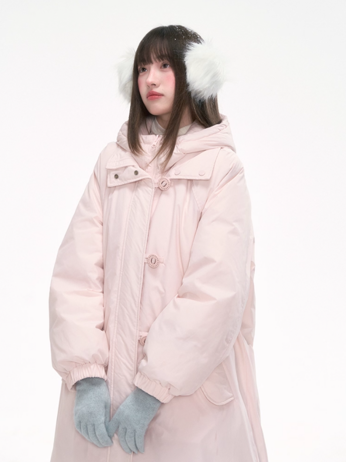 “Winter Variations” Cloud Puff Pink Reversible Long Down Coat LL2025294
