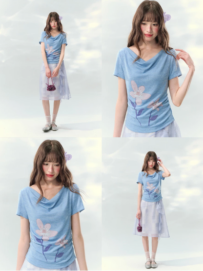 “Blossoms on Mallow” Lavender Patchwork Skirt Set WW2026082