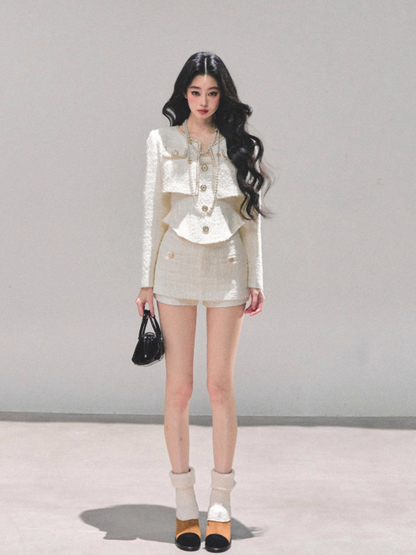 月亮落下之前 “Whispers of Cream” Tweed-Inspired 3-Piece Set
