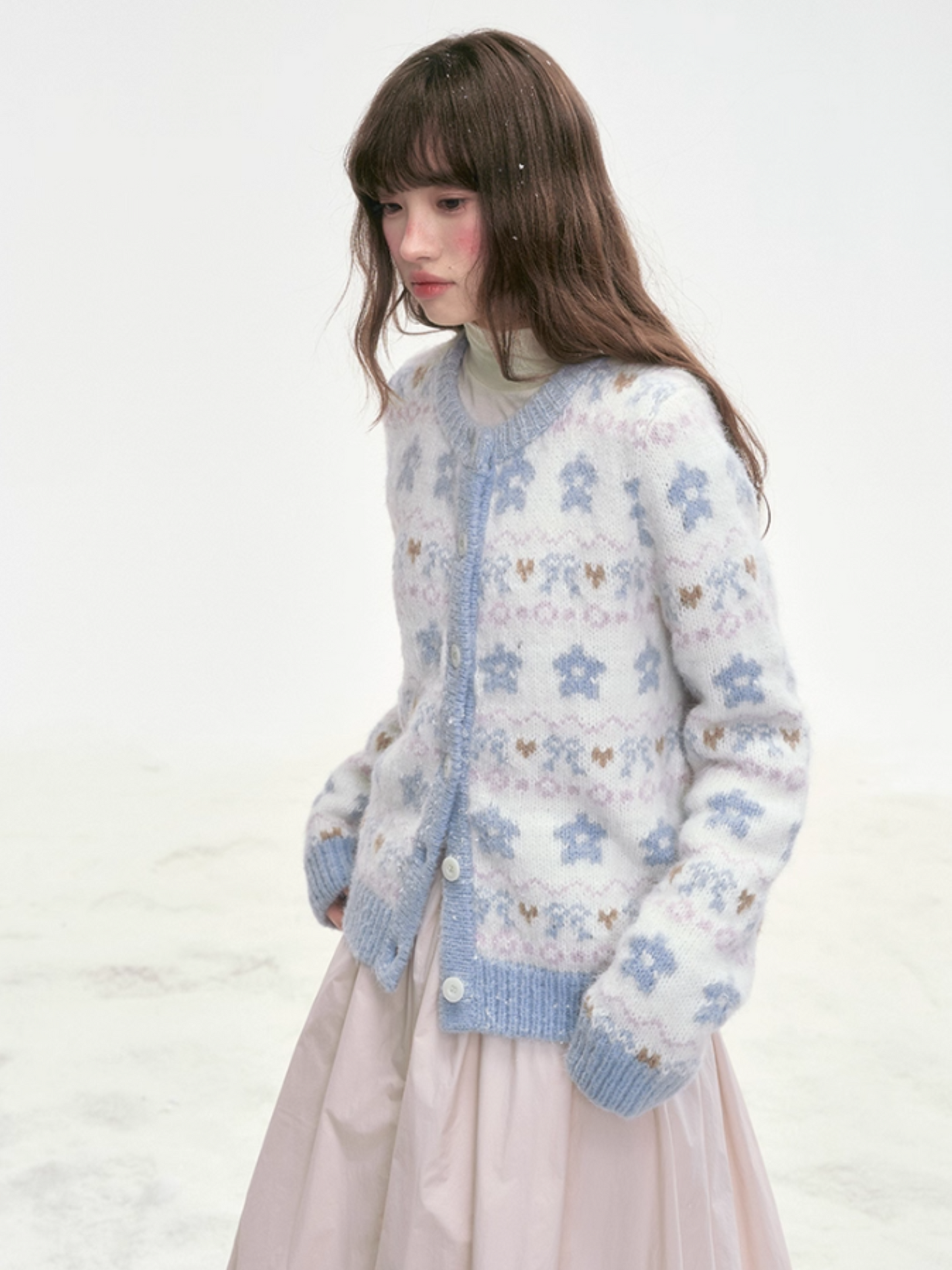 "Indigo Bloom" Retro Knit Cardigan LL2025306