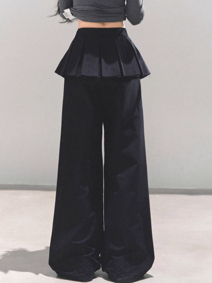 机能 “City Ease” Wide-Leg Trousers - BLACK