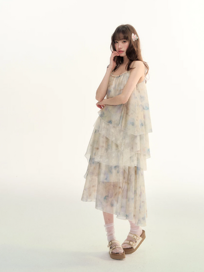 Soft Beige Layered Lace Slip Dress LL2026096