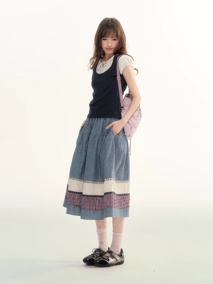 Boho Patchwork Tassel Maxi Skirt WW2026087