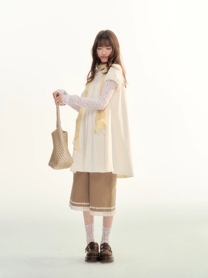 Milk Puff Lace Trim Babydoll Dress LL2026079
