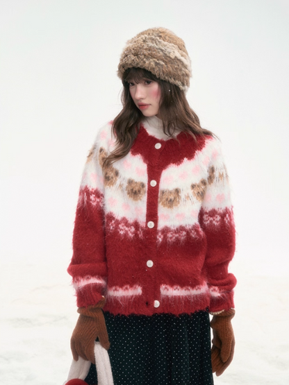 “Christmas Dawn” Retro Heart Bear Knit Sweater PP2025219