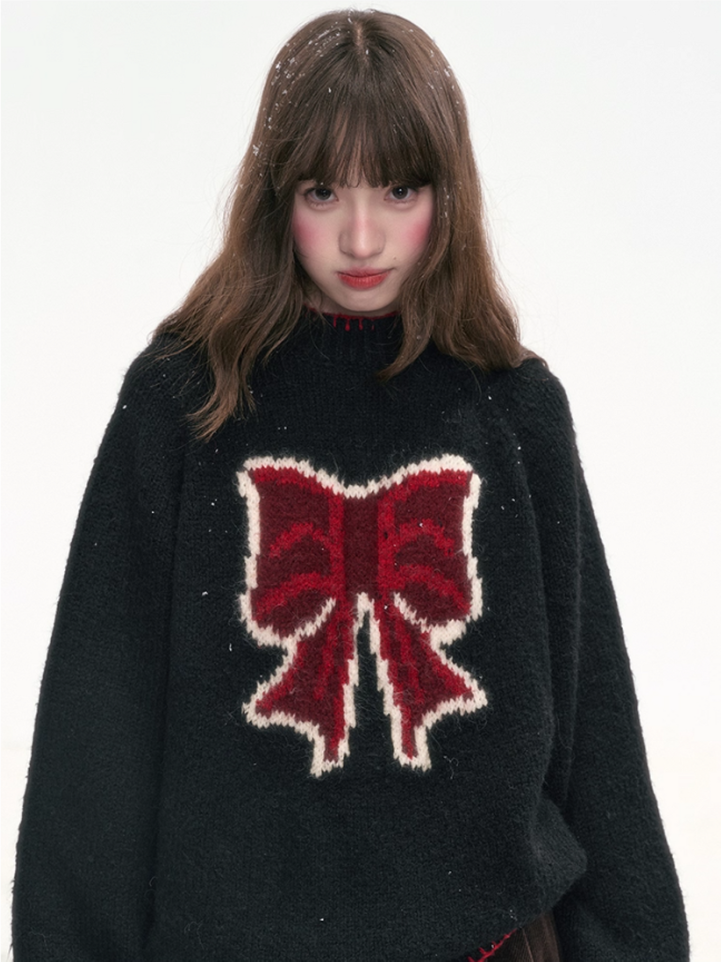 "Midnight Charm" Black Bow Knit Sweater LL2025311