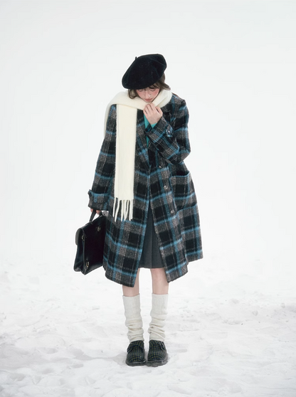 冰雪 - Plaid College Style Woolen Coat