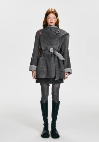 Grey Double-Sided Cap Coat