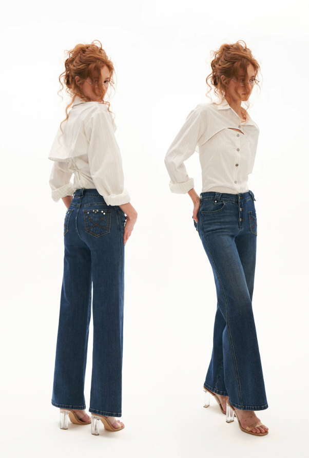 Vintage Blue Wide-Leg Denim Jeans