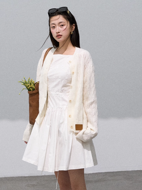 OAKMOO - Gardenia White Mohair-Blend Academy Knit Cardigan 25Q420