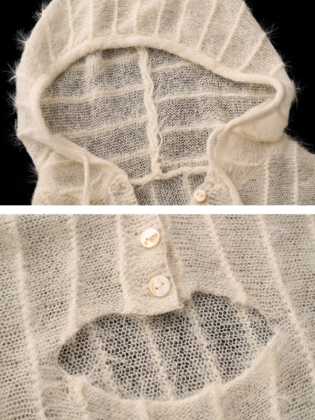 MAMC - Mohair Striped Hooded Sweater WE801