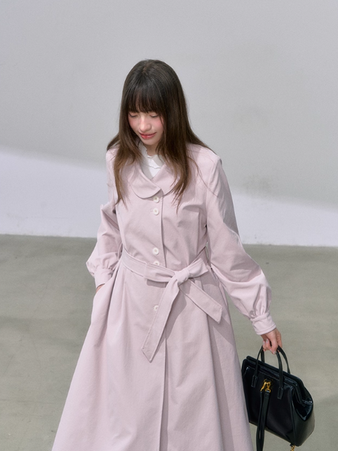 罐头士多所 - Soft Pink Belted Trench Coat