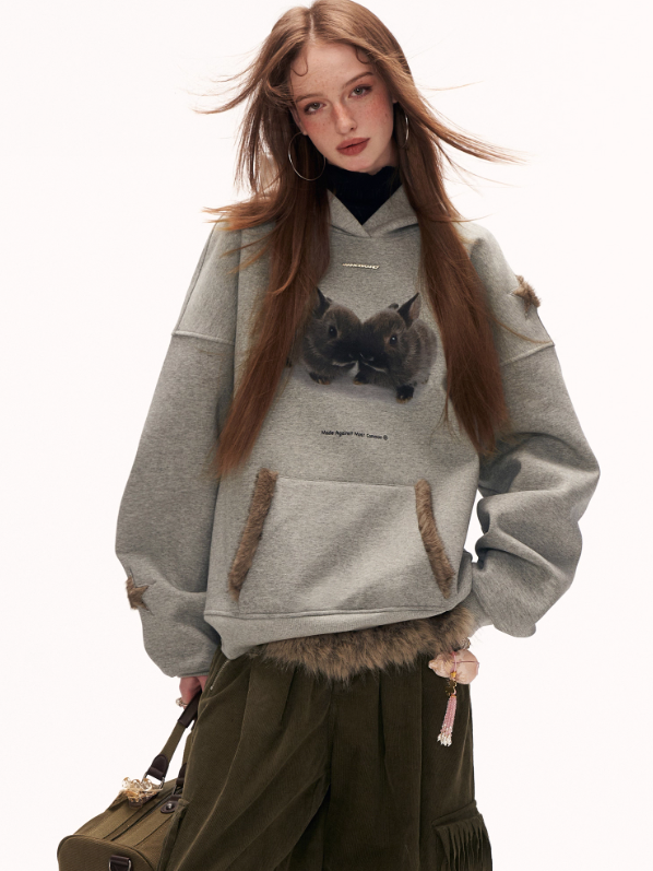MAMC - Star Bunny Oversized Hoodie – Gray WE857
