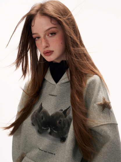 MAMC - Star Bunny Oversized Hoodie – Gray WE857
