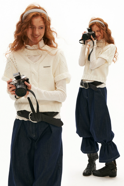 MAMC - Sunny Muse Short-Sleeve Knit Top (Yellow / White)