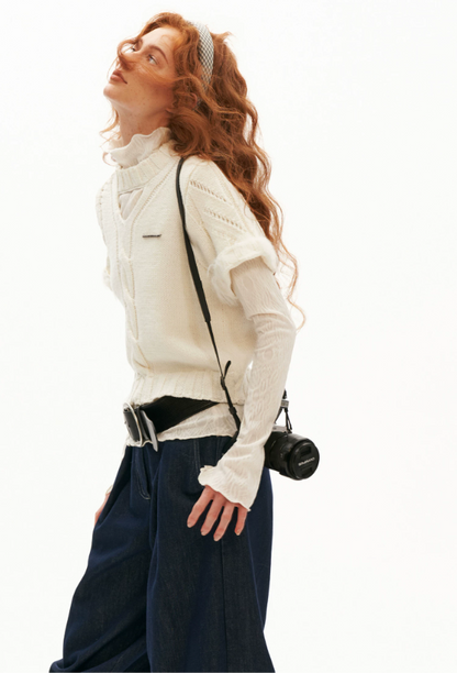 MAMC - Sunny Muse Short-Sleeve Knit Top (Yellow / White)
