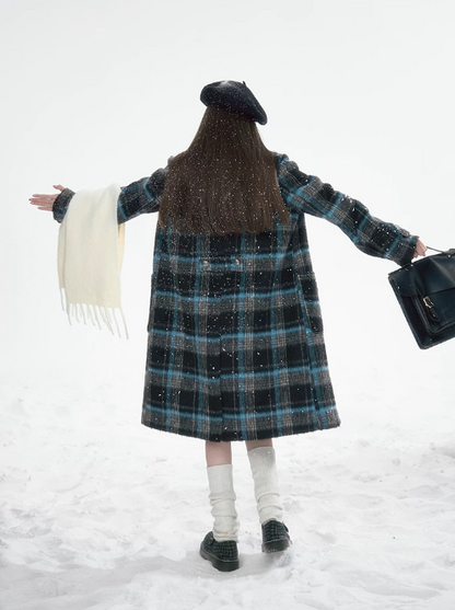 冰雪 - Plaid College Style Woolen Coat