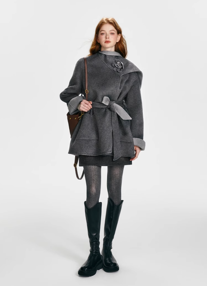 Grey Double-Sided Cap Coat