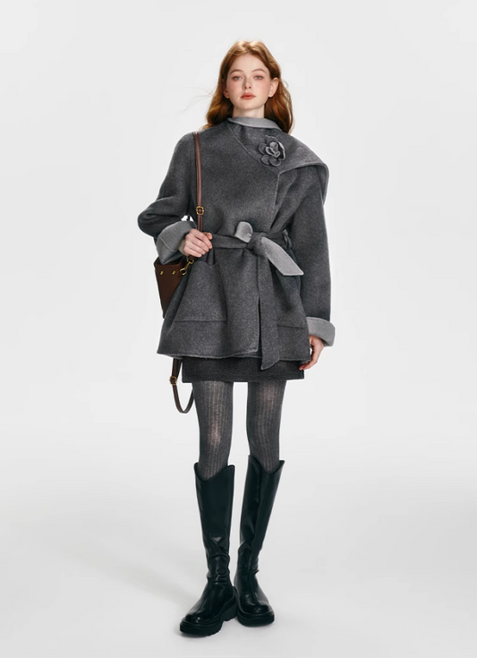 Grey Double-Sided Cap Coat