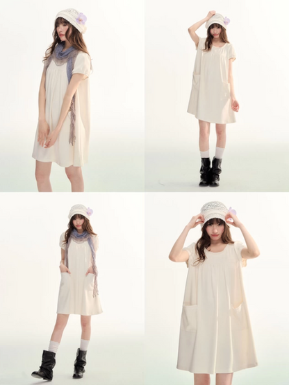 Milk Puff Lace Trim Babydoll Dress LL2026079