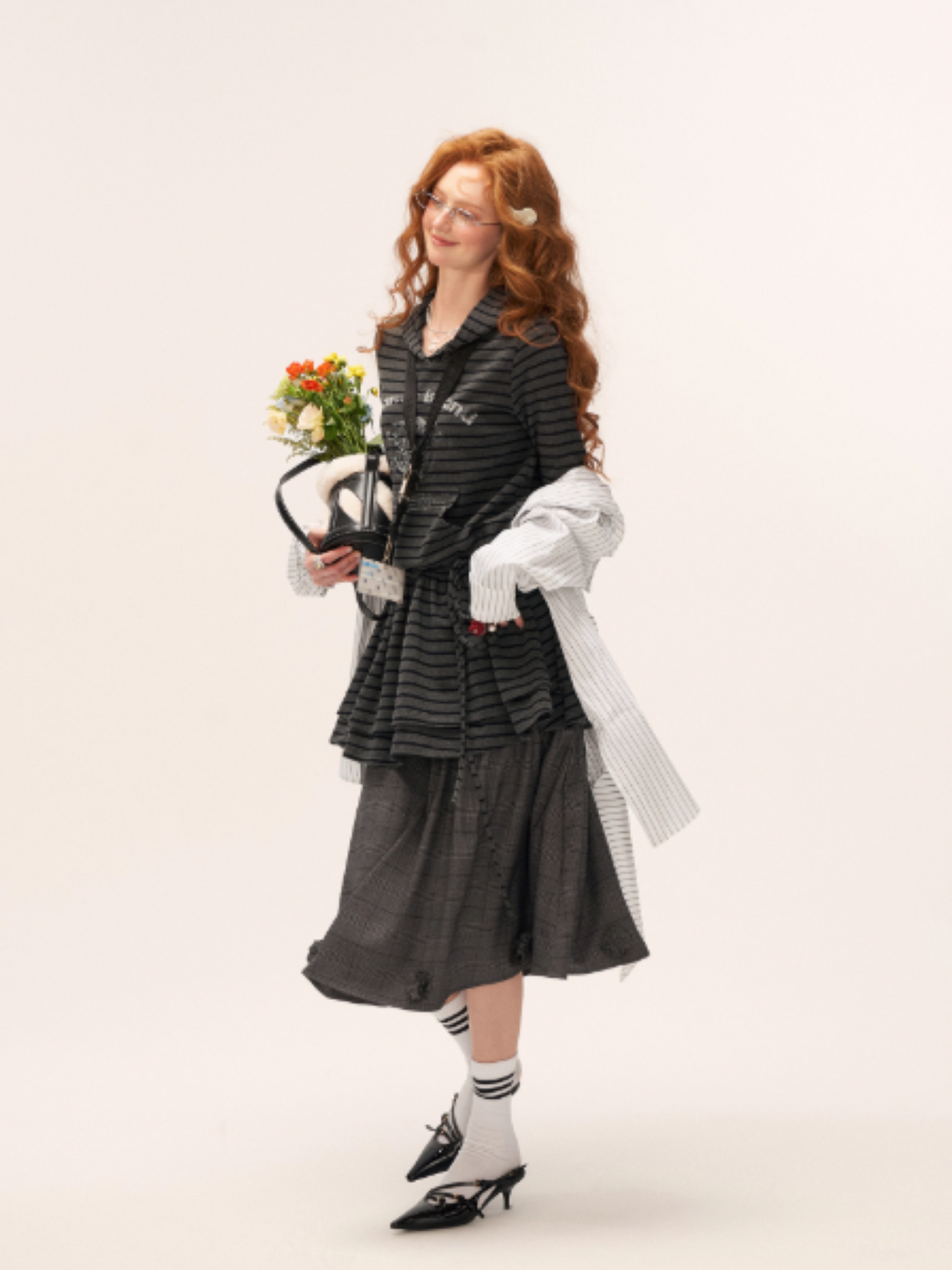 MAMC - Embellished Plaid Midi Skirt WE832