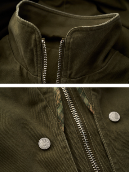 MAMC - Vintage Distressed Army Green Utility Jacket WE733