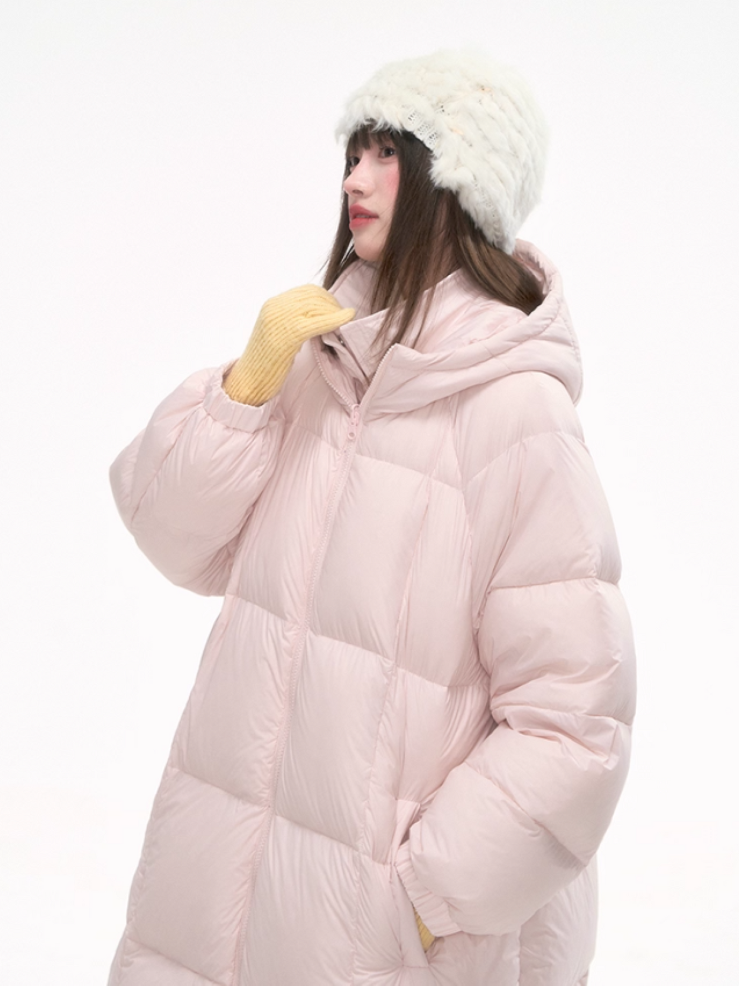 “Winter Variations” Cloud Puff Pink Reversible Long Down Coat LL2025294