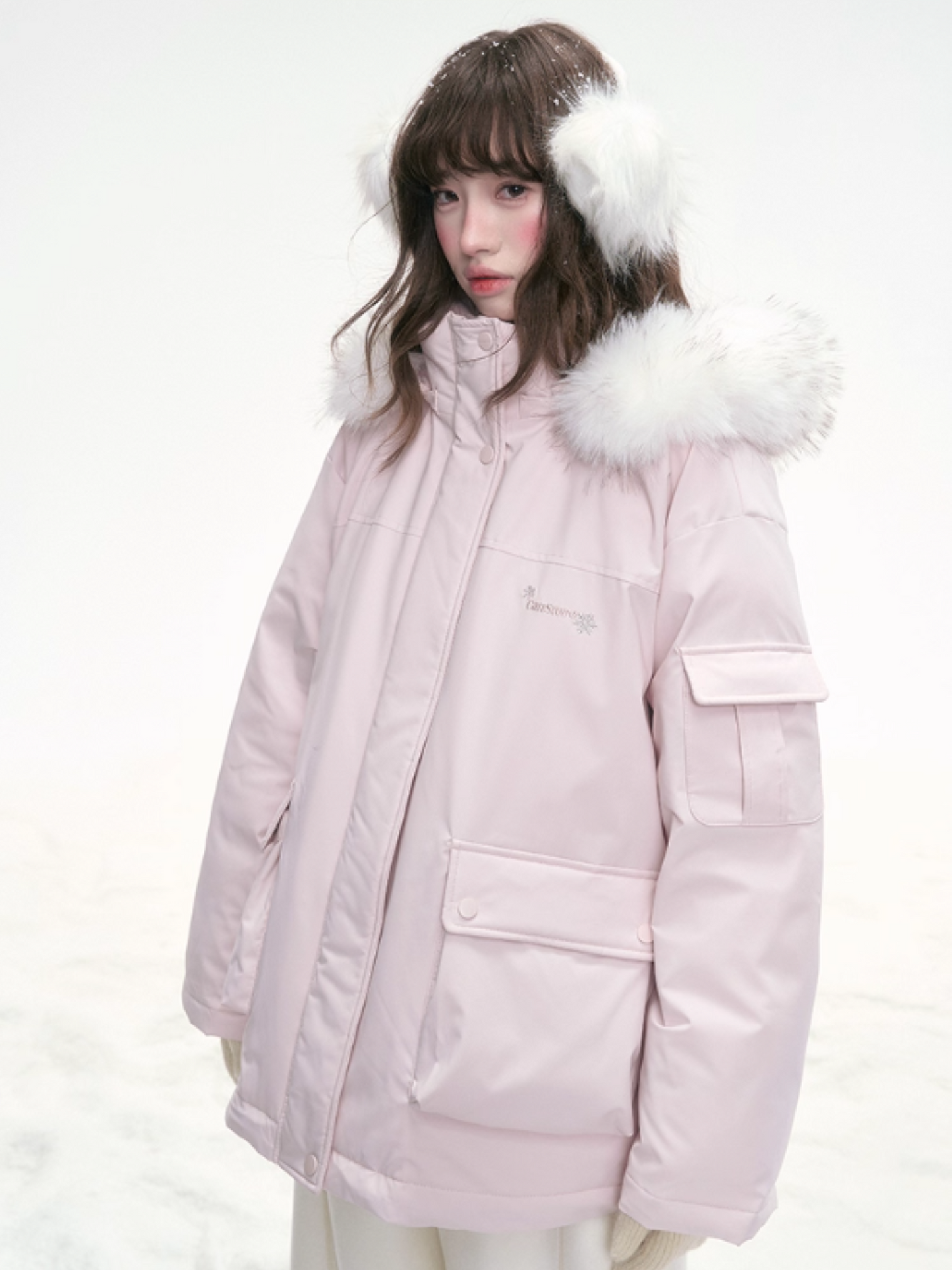 "Winter Serenade" Detachable Fur-Trim Parka – Sakura Pink LL2025315