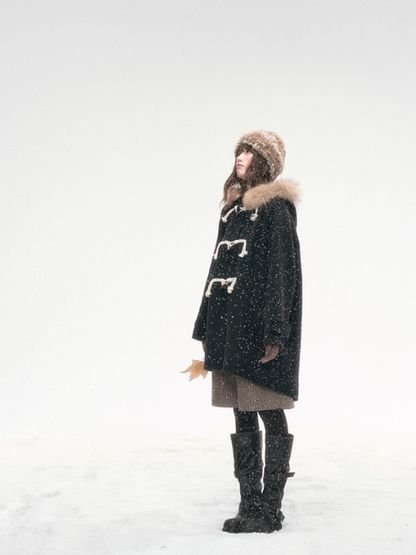 "Tundra Whispers" Wool Coat – Black LL2025319