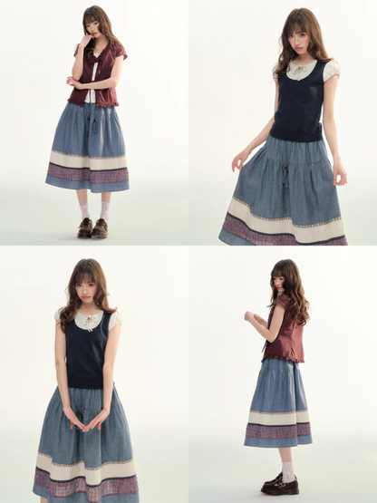 Boho Patchwork Tassel Maxi Skirt WW2026087