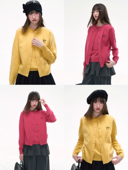 “Sweet Aura” Embroidered Layered-Look Knit Cardigan LL2025267