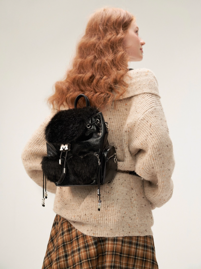 MAMC - Black Convertible PU Leather Backpack