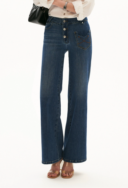 Vintage Blue Wide-Leg Denim Jeans