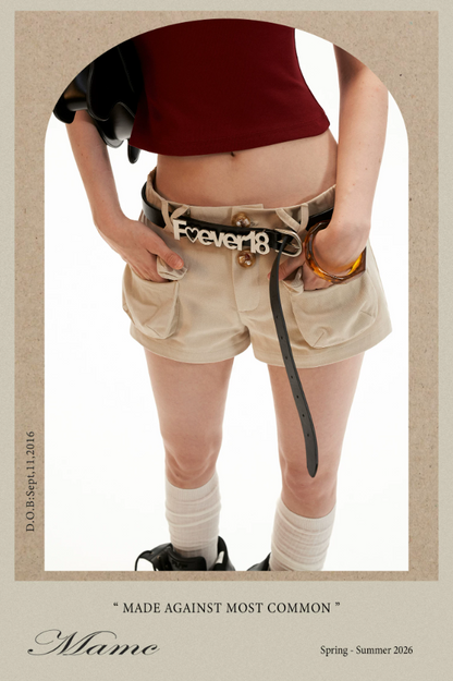 Vintage Utility Pocket Cotton Shorts